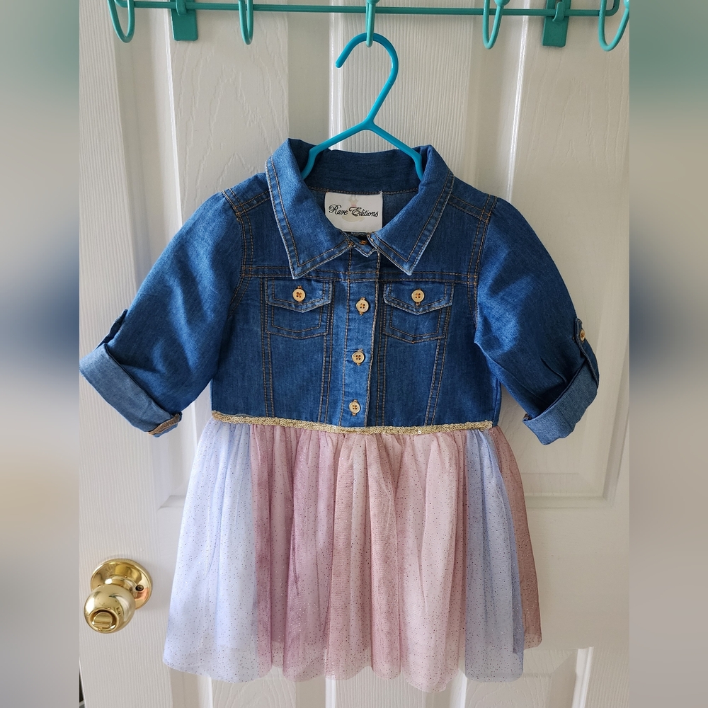 Rare Editions denim tutu sparkle toddler girl dress 2T